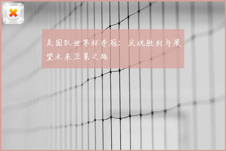 美国队世界杯夺冠：庆祝胜利与展望未来卫冕之路